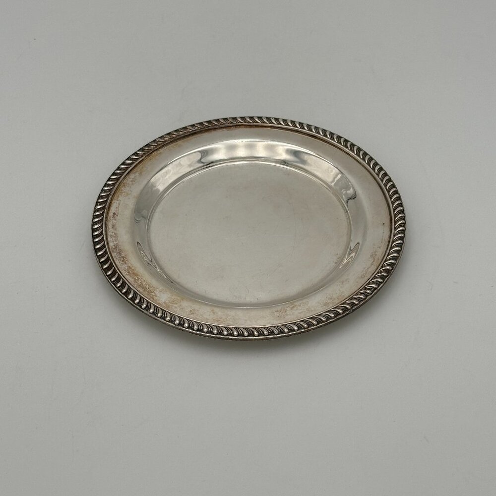 Poole Silver-Plated Small Round Plate with Textured Edge